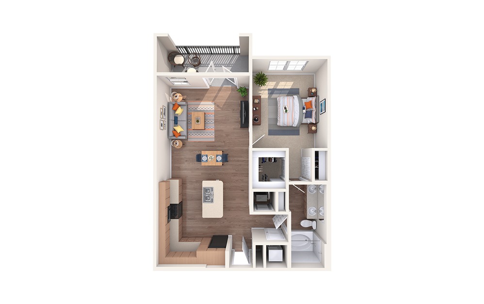 A3 - 1 bedroom floorplan layout with 1 bath and 806 square feet.